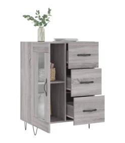 Dressoir 69,5x34x90 cm bewerkt hout grijs sonoma eikenkleurig