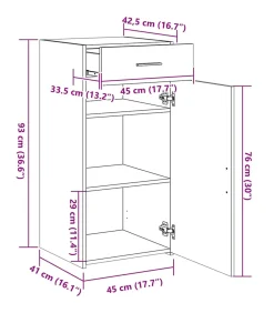 Dressoir 45x42,5x93 cm bewerkt hout grijs sonoma eikenkleurig