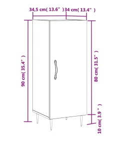 Dressoir 34,5x34x90 cm bewerkt hout bruin eikenkleur