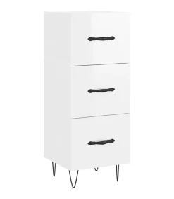Dressoir 34,5x34x90 cm bewerkt hout hoogglans wit