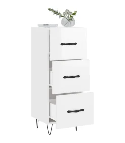 Dressoir 34,5x34x90 cm bewerkt hout hoogglans wit