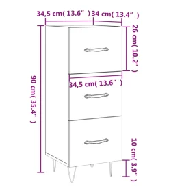 Dressoir 34,5x34x90 cm bewerkt hout hoogglans wit