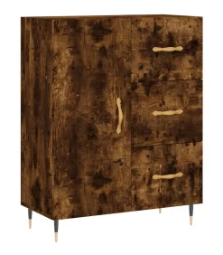 Dressoir 69,5x34x90 cm bewerkt hout gerookt eikenkleurig