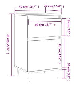 Dressoir 40x35x70 cm bewerkt hout gerookt eikenkleurig