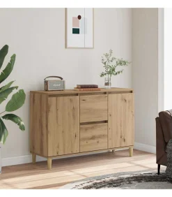 Dressoir 102x35x70 cm bewerkt hout artisanaal eikenkleurig