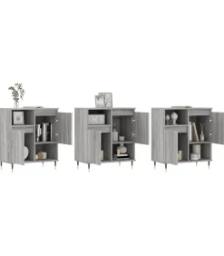 Dressoirs 3 st bewerkt hout grijs sonoma eikenkleurig