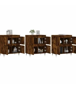 Dressoirs 3 st bewerkt hout gerookt eikenkleurig
