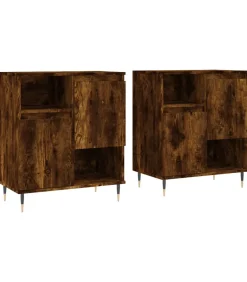 Dressoirs 2 st bewerkt hout gerookt eikenkleurig