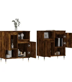 Dressoirs 2 st bewerkt hout gerookt eikenkleurig