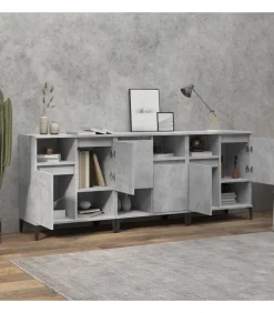 Dressoirs 3 st 60x35x70 cm bewerkt hout betongrijs