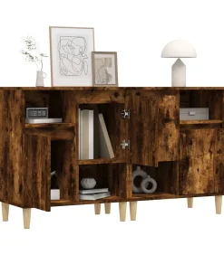 Dressoirs 2 st 60x35x70 cm bewerkt hout gerookt eikenkleurig