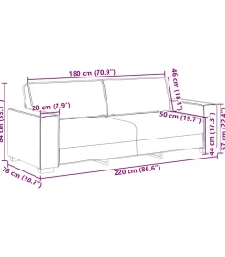 Driezitsbank 180 cm fluweel bruin
