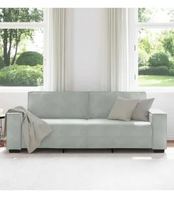 Driezitsbank 180 cm fluweel lichtgrijs