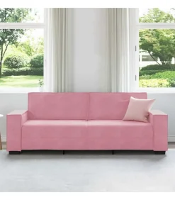 Driezitsbank 180 cm fluweel roze