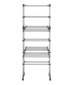 Droogrek 3-laags met wieltjes 60x70x129 cm zilverkleurig