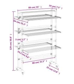 Droogrek met wieltjes 89x64x129 cm aluminium