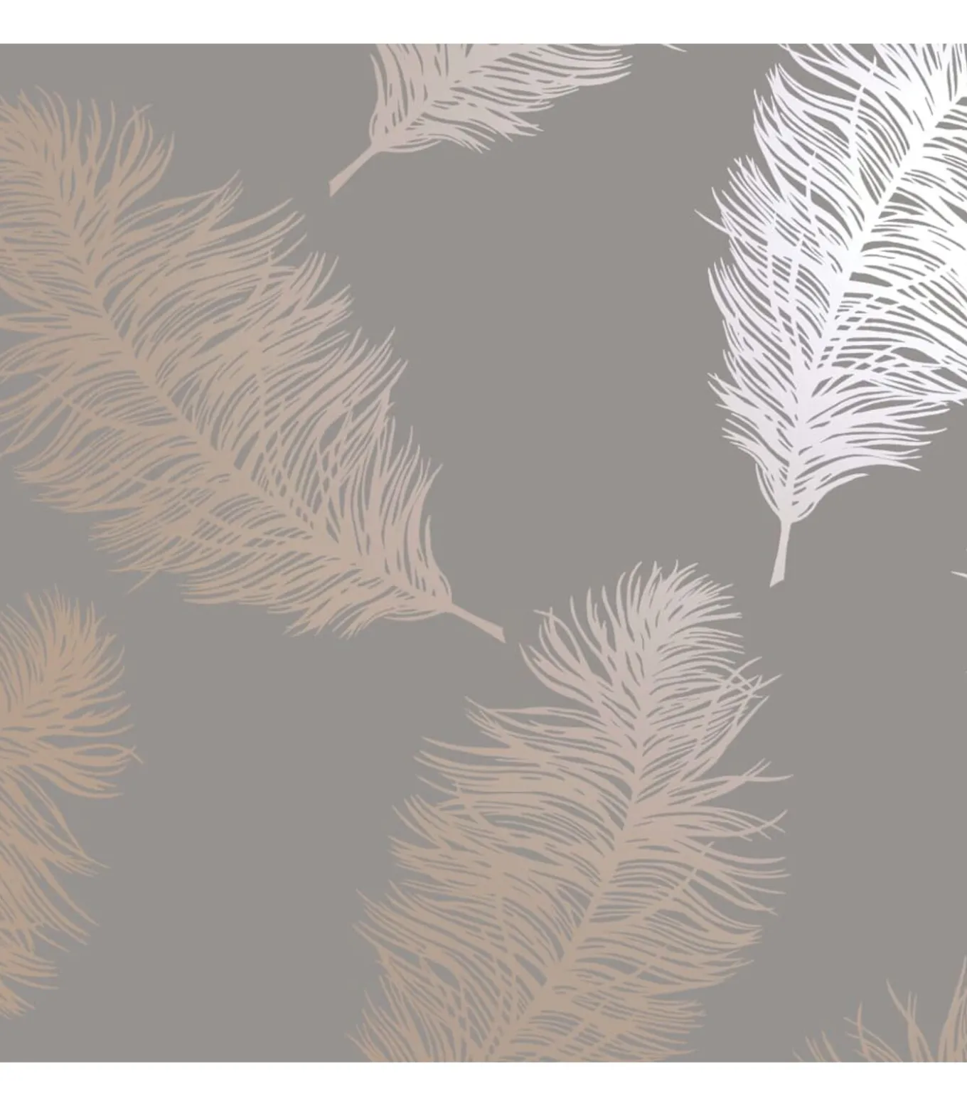 DUTCH WALLCOVERINGS Behang Fawning Feather grijs en roségoudkleurig