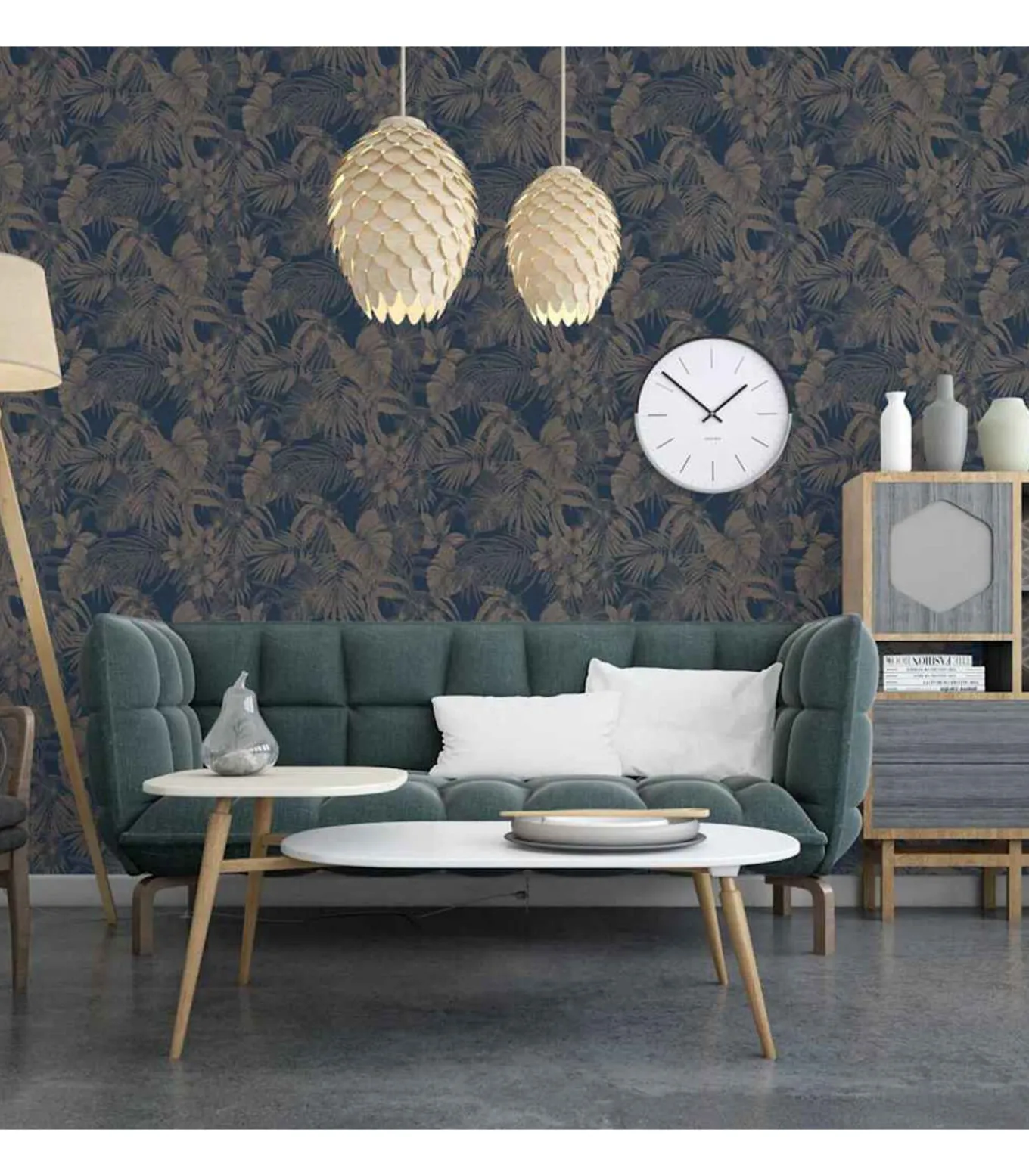 DUTCH WALLCOVERINGS Behang Joelle zilverkleurig en blauw