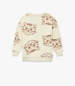 Ecru Baby Trui Met Lange Mouwen En Tijgerprint