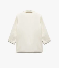 Ecru Blazer Lange Mouwen Kruisdetail Zakdetail
