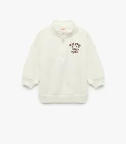 Ecru Kinder Sweatshirt Half Rits Met Print