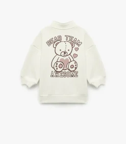 Ecru Kinder Sweatshirt Half Rits Met Print
