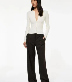 Ecru Lange Mouwen Trui Met Knoopsluiting