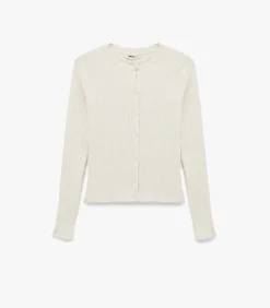 Ecru Lange Mouwen Trui Met Knoopsluiting