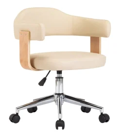 Eetkamerstoelen 6 st draaibaar 6 st kunstleer crèmekleurig