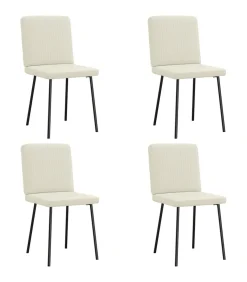 Eetkamerstoelen 4 st fluweel crèmekleurig
