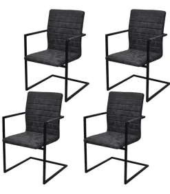 Eetkamerstoelen 4 st kunstleer zwart