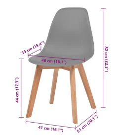 Eetkamerstoelen 2 st kunststof grijs