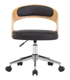 Eetkamerstoelen draaibaar 2 st gebogen hout en kunstleer zwart