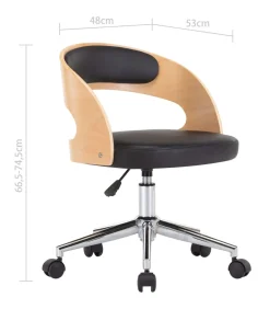 Eetkamerstoelen draaibaar 2 st gebogen hout en kunstleer zwart