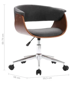 Eetkamerstoelen draaibaar 2 st stof grijs