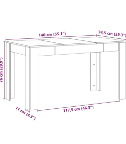 Eettafel 140x74,5x76 cm bewerkt hout artisanaal eikenkleurig
