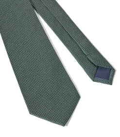 Effen groene stropdas van zijde met Polo Club-logo