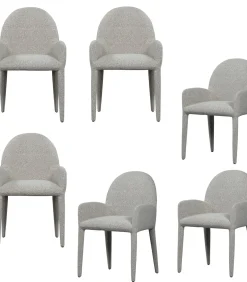 Elegance Eetkamerstoelen - Polyester - Greige - Set van 6