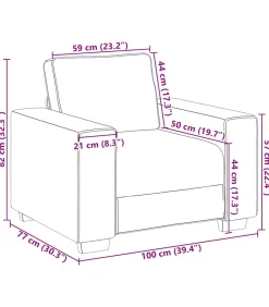 Fauteuil 60 cm fluweel donkergrijs