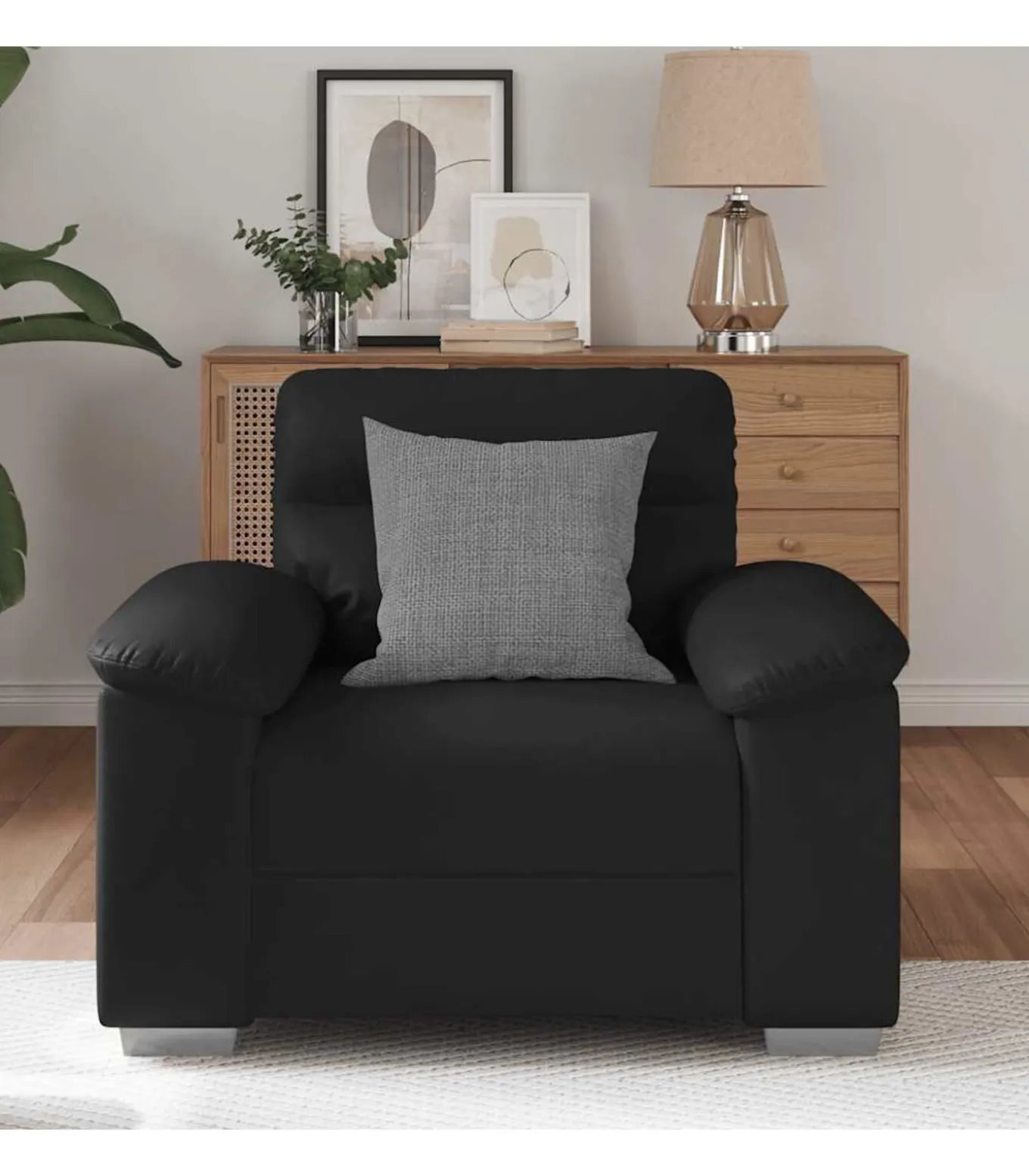 Fauteuil 60 cm kunstleer zwart