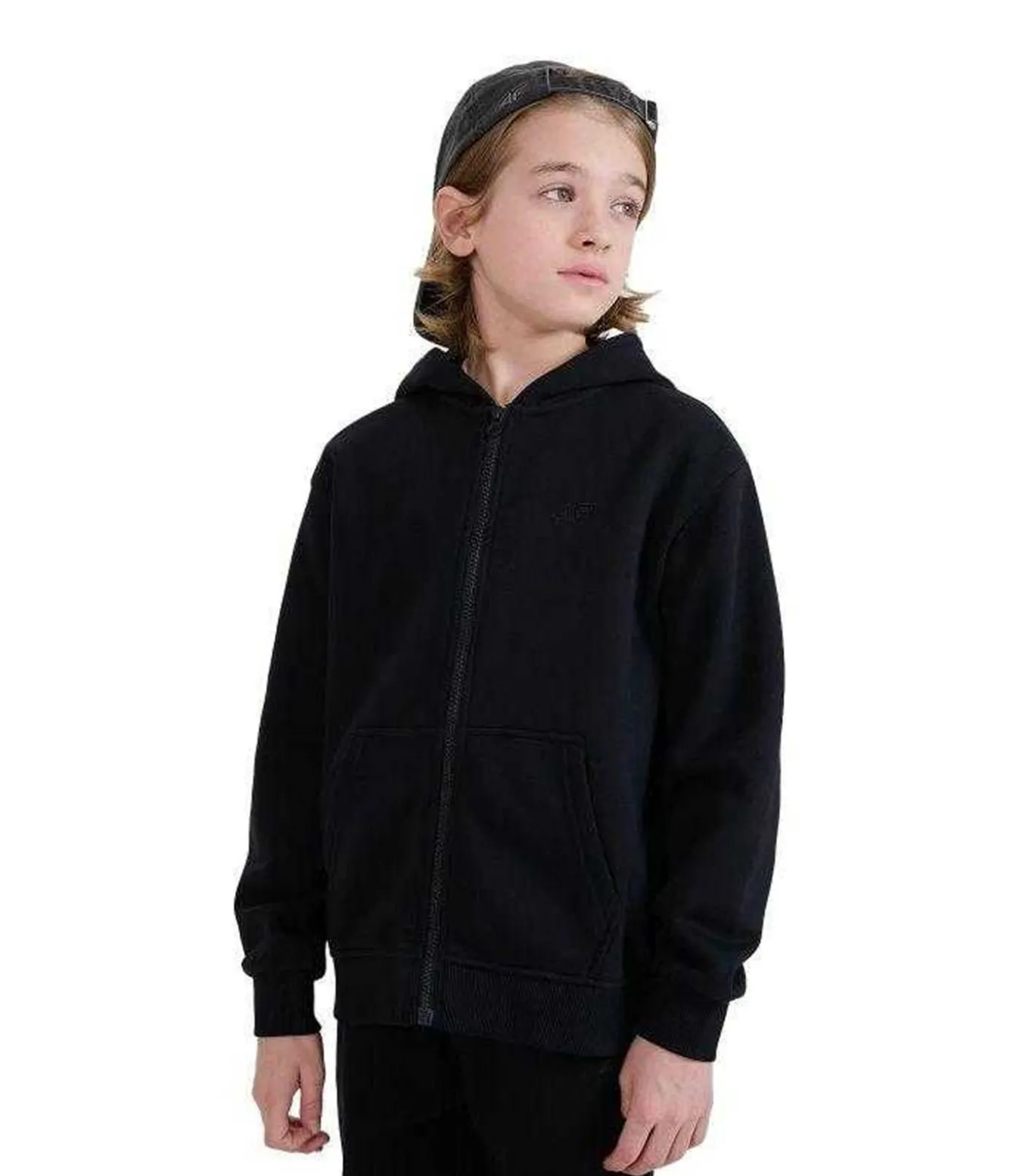 4FJWMM00TSWSM1859 - Trui met kap Met Volledige Ritssluiting - Zwart