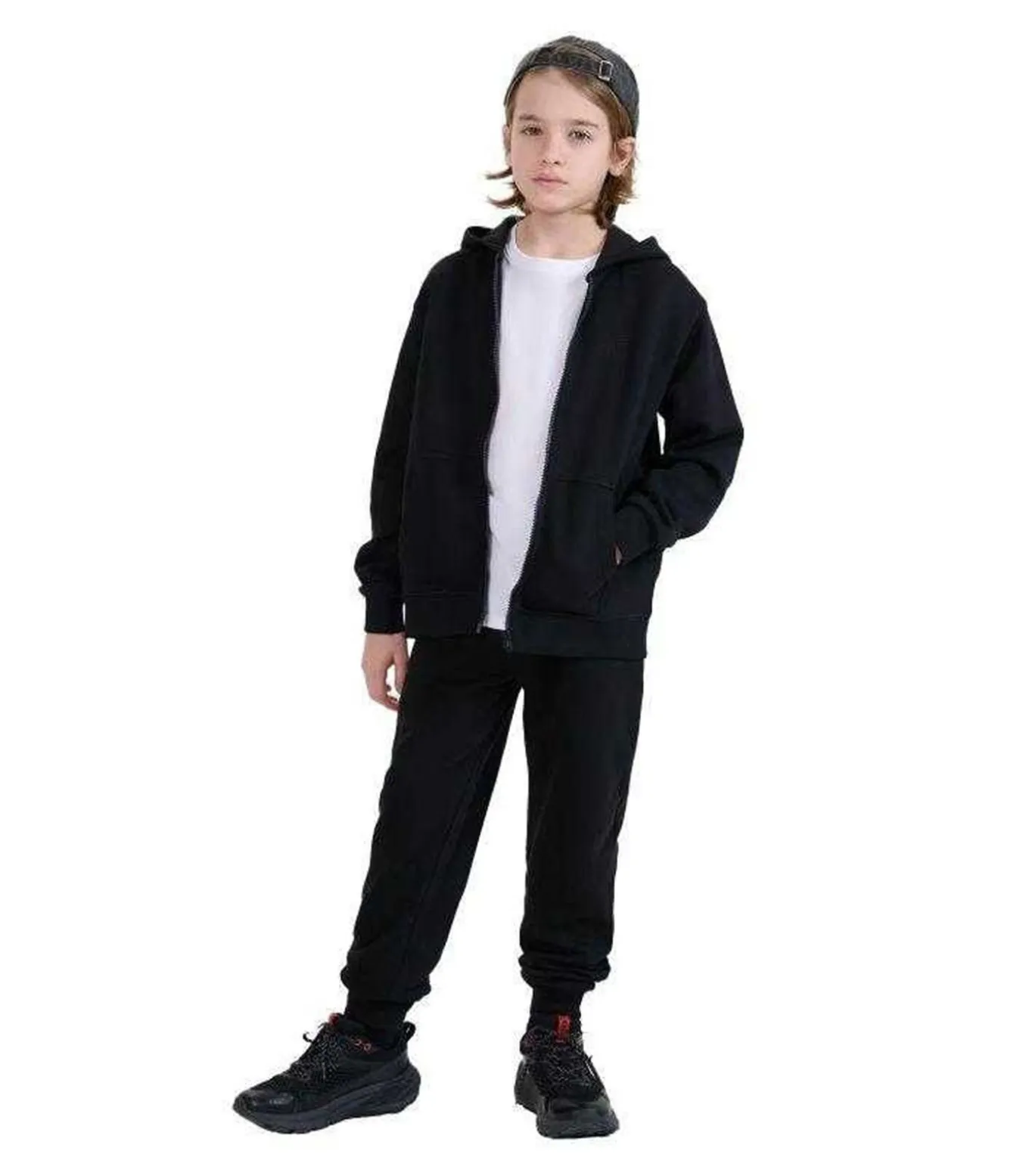 4FJWMM00TSWSM1859 - Trui met kap Met Volledige Ritssluiting - Zwart