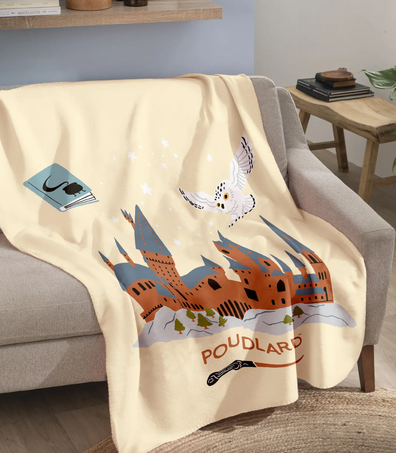 Fleece deken met print, 100% polyester, HEDWIGE SCHOOL