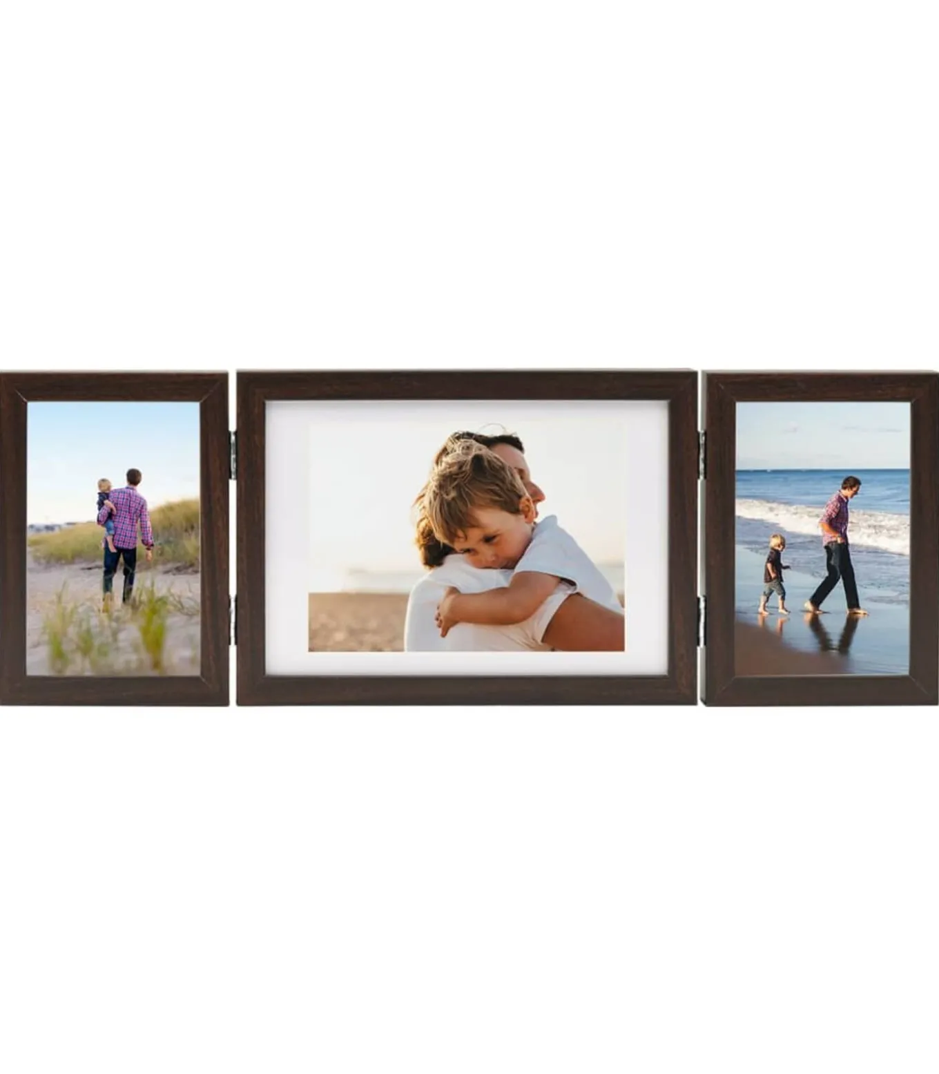 Fotolijst drieluik 22x15 cm+2x(10x15 cm) donkerbruin