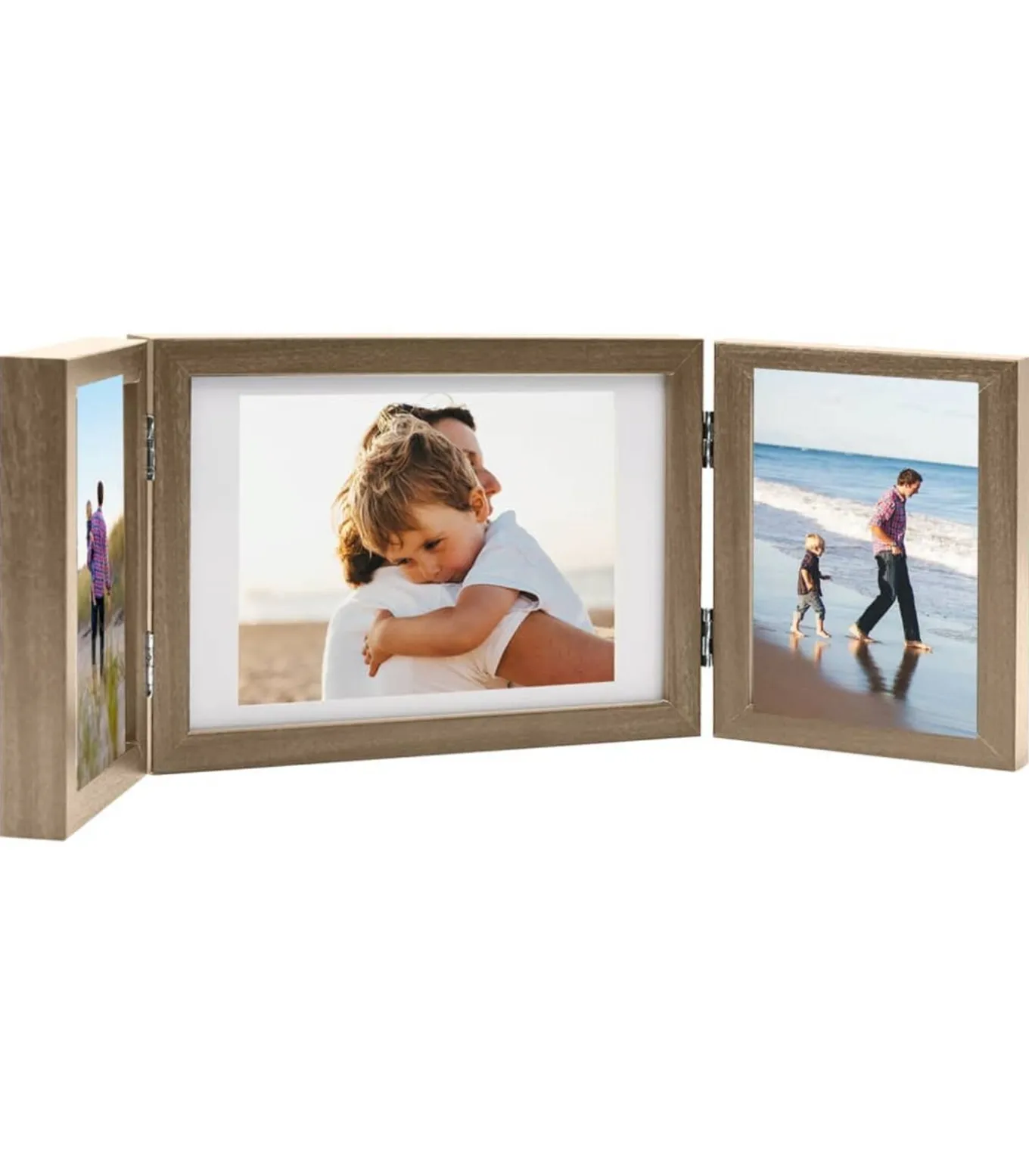 Fotolijst drieluik 28x18 cm+2x(13x18 cm) lichtbruin