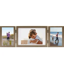 Fotolijst drieluik 28x18 cm+2x(13x18 cm) lichtbruin