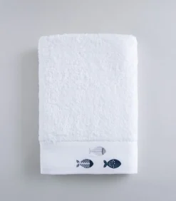 Geborduurde badhanddoek Delmy 85x150 cm Wit