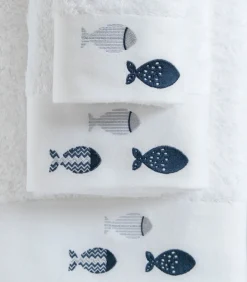 Geborduurde gezichtshanddoek Delmy 50x90 cm Wit