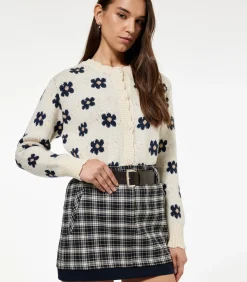 Gebreid vest met bloemenmotief