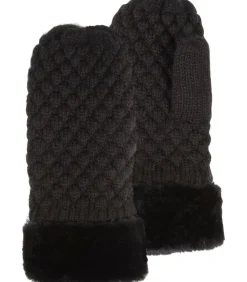Gebreide dameswanten Zwarte bontrand